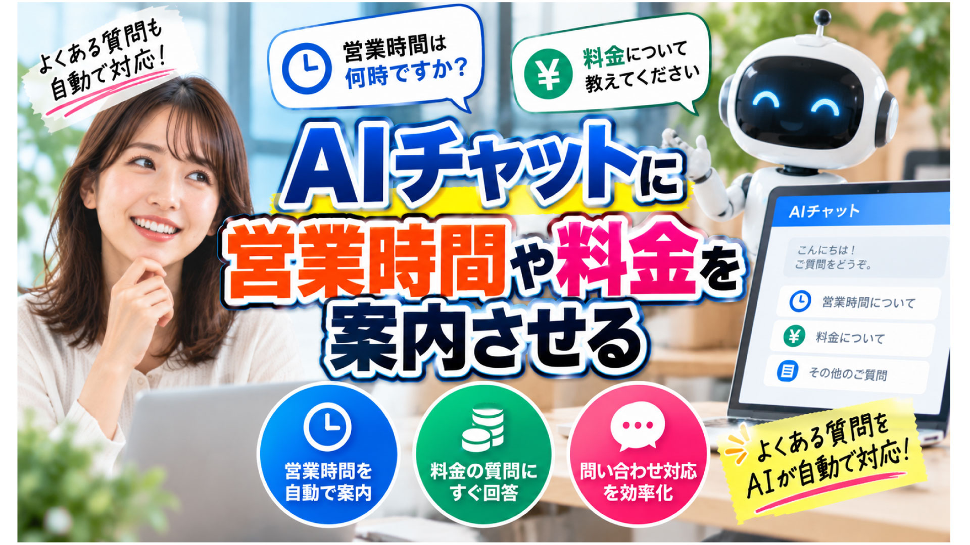 AIチャットに営業時間や料金を案内させる
